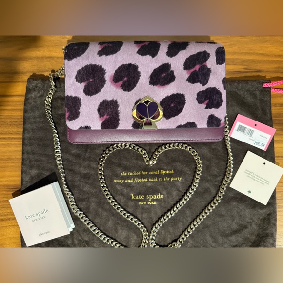 kate spade Handbags - Kate Spade Nicola Purple Leopard Print Leather & Calf Hair Crossbody Bag